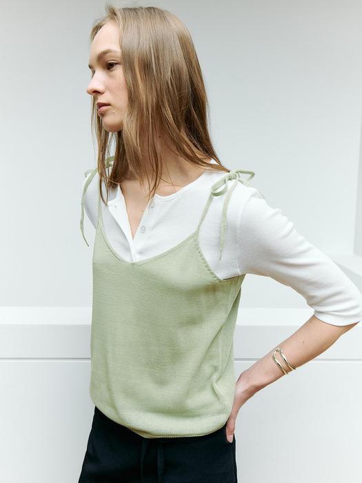 Twoway String Sleeveless Knit_Light Olive