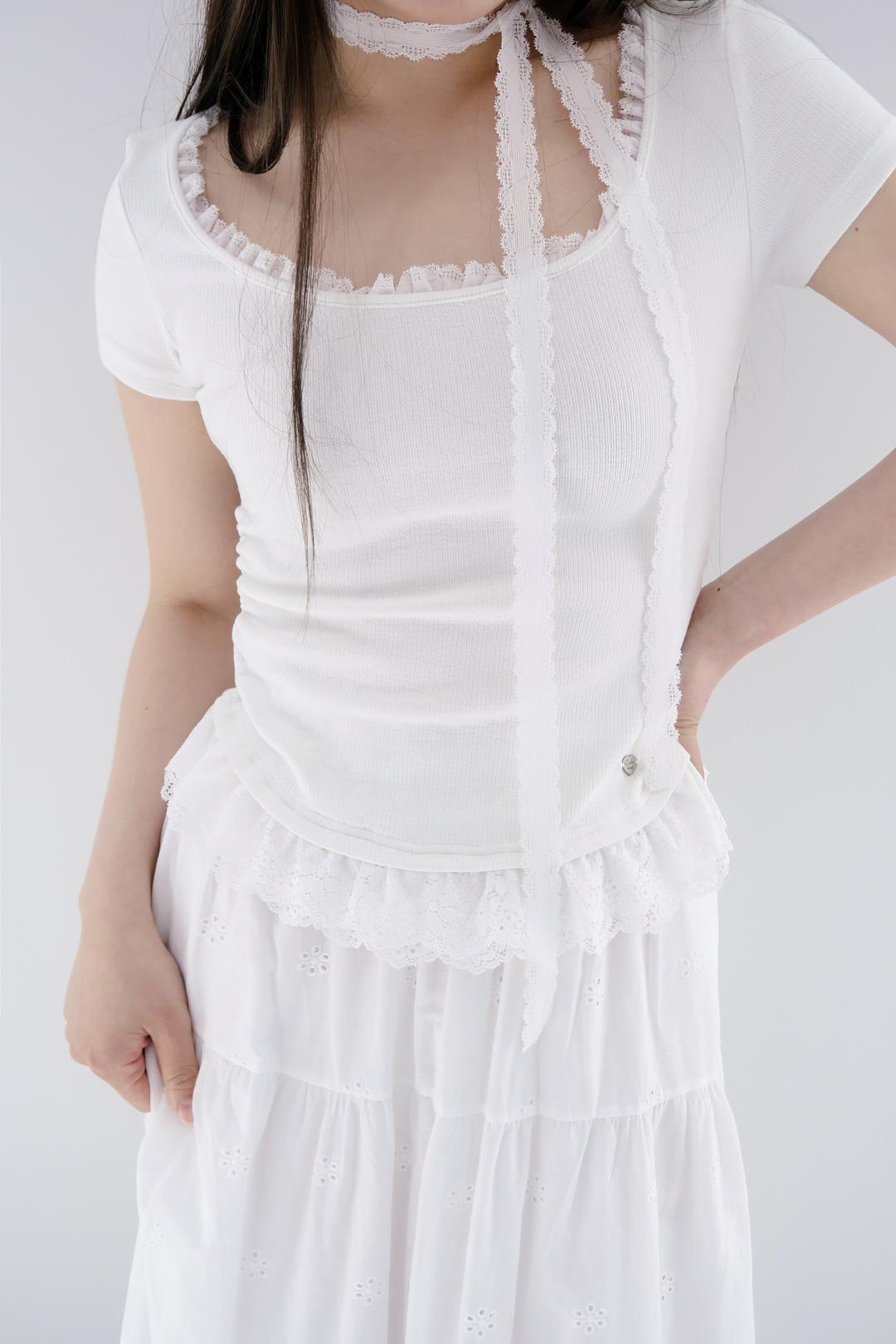 Fotti lace shirring top
