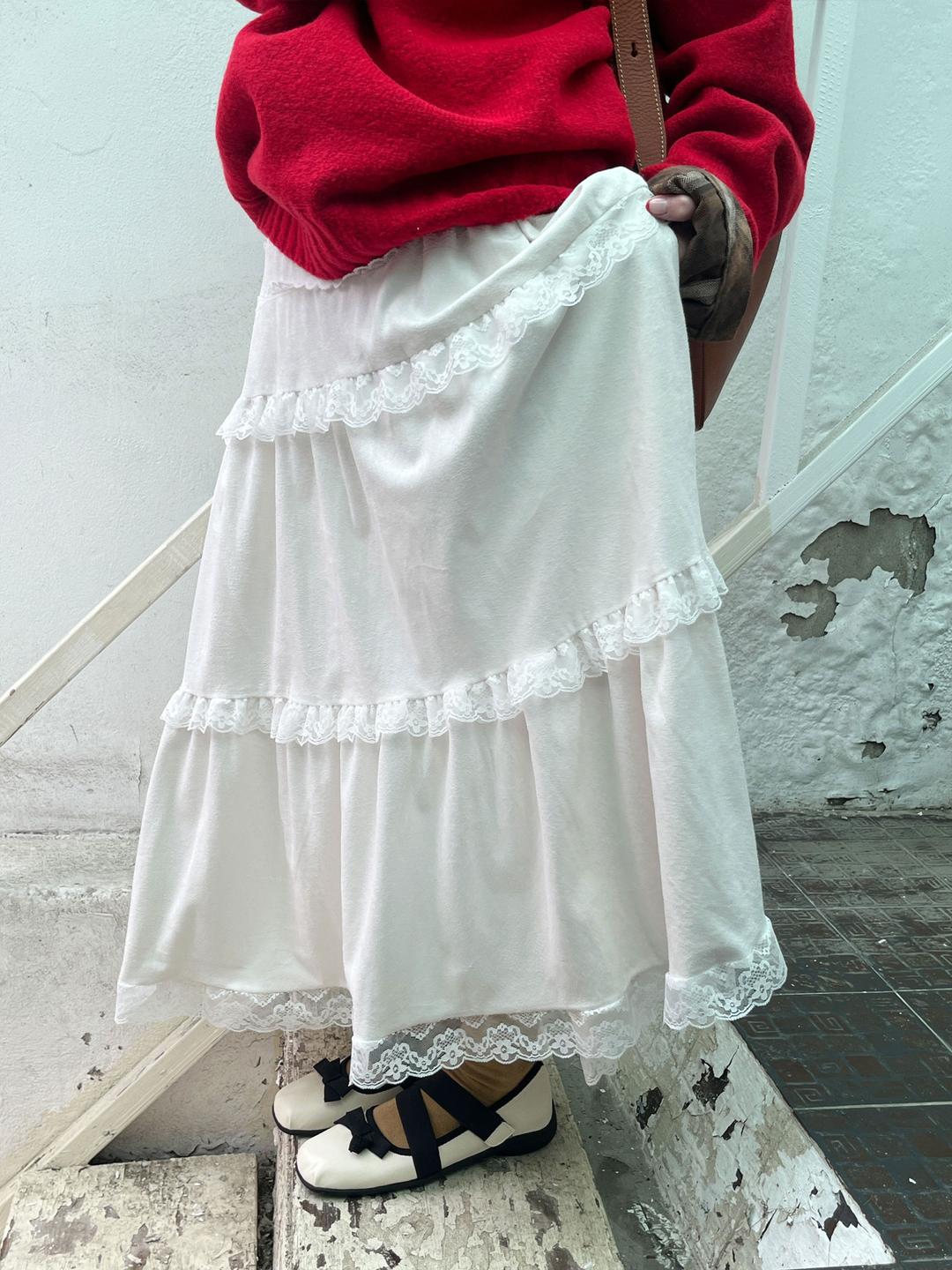 티어 벨벳 레이스 롱 SK