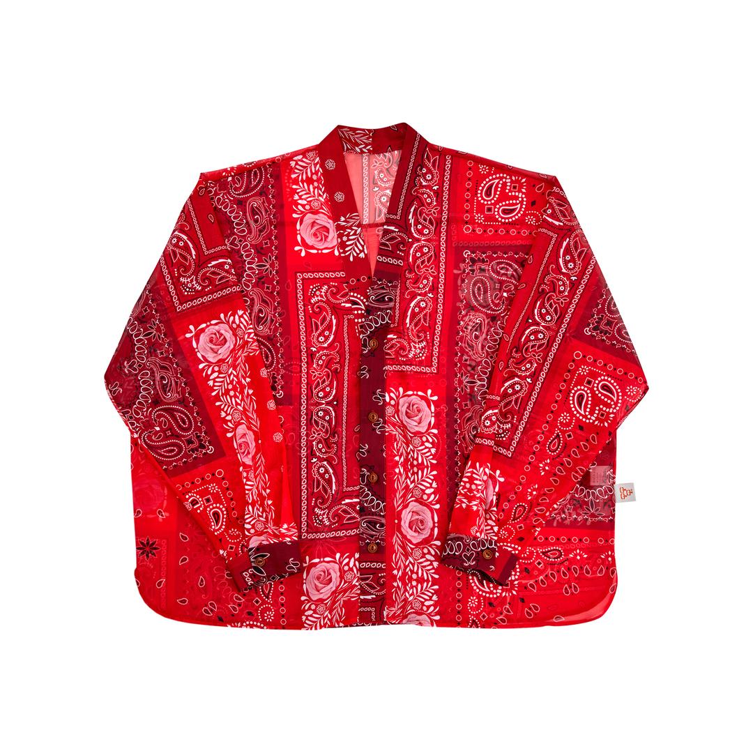 BANDANA SHEER NO COLLAR SHIRT-R.R