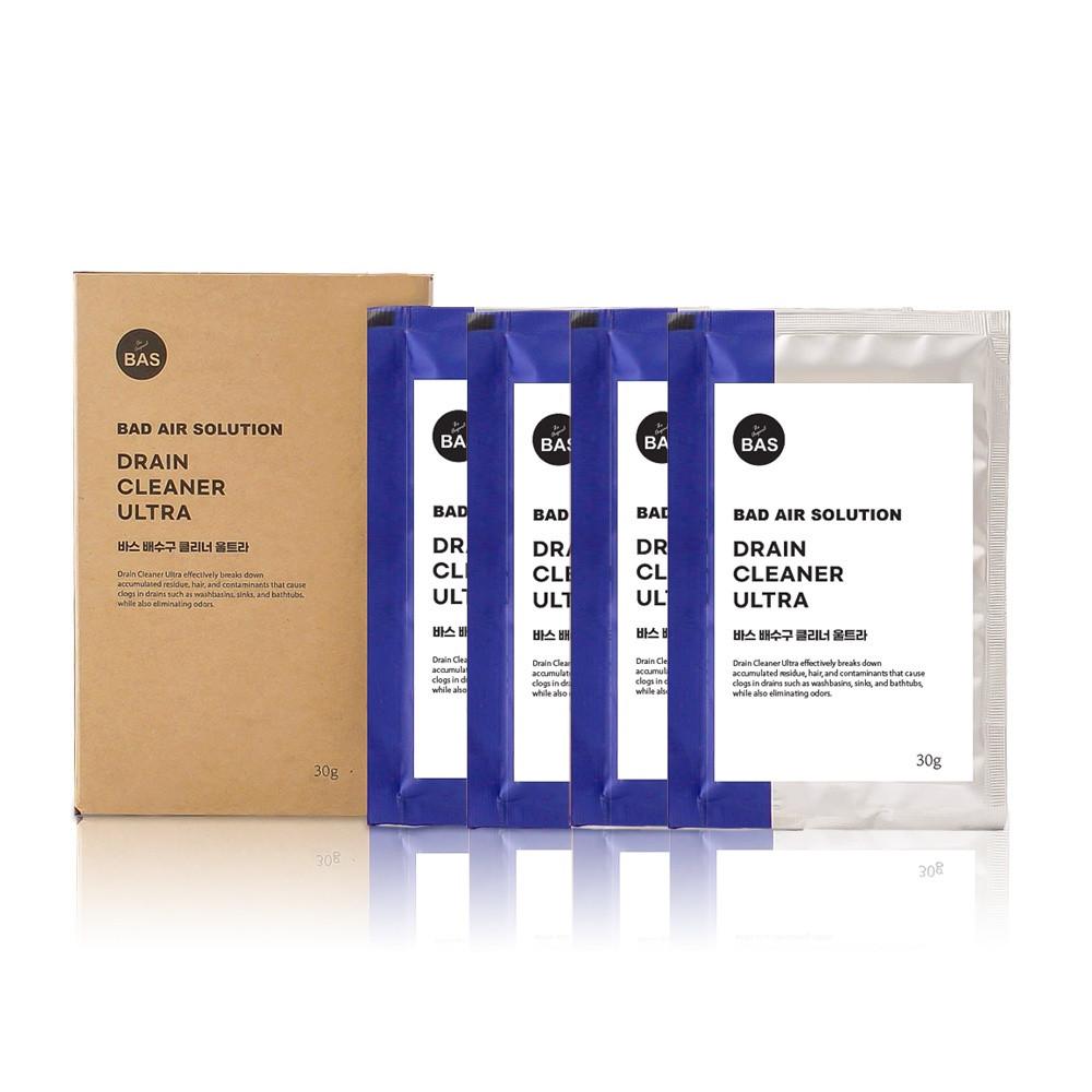 BAS 배수구 클리너 세트 4개입 울트라 화장실 욕조 싱크대 하수구 욕실 머리카락 세면대 기름 청소 바스