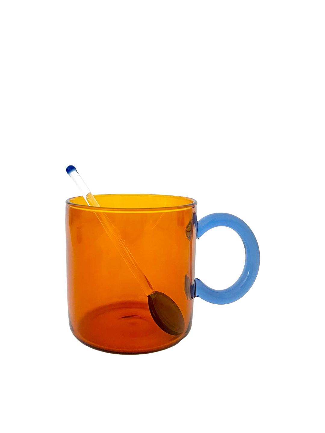 Amber Glass Mug&spoon Set