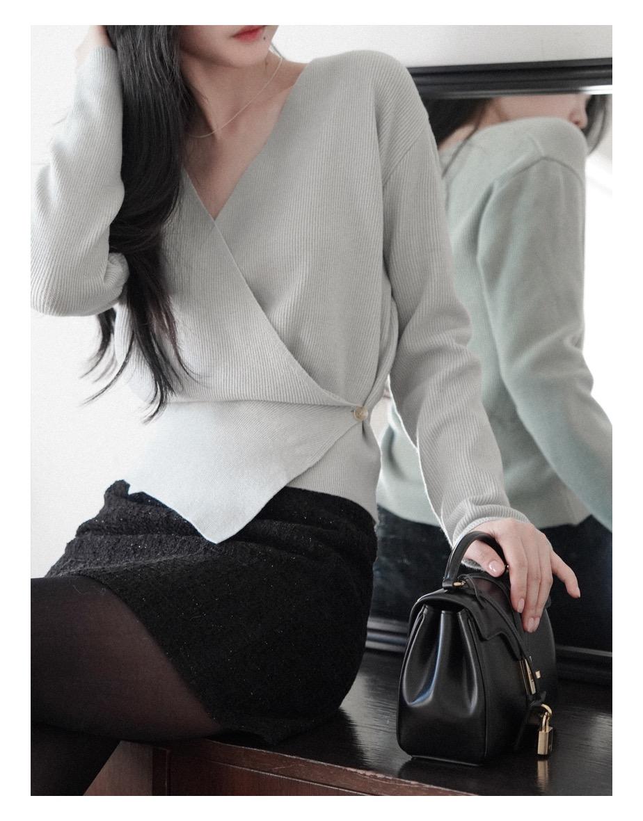 리고 더블 랩 가디건 [민티쉬블루]