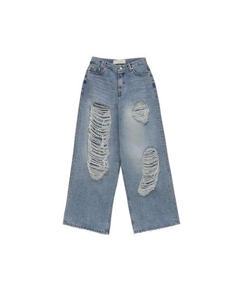 Scratch Damage Denim Pants Short ver. [ Blue ]