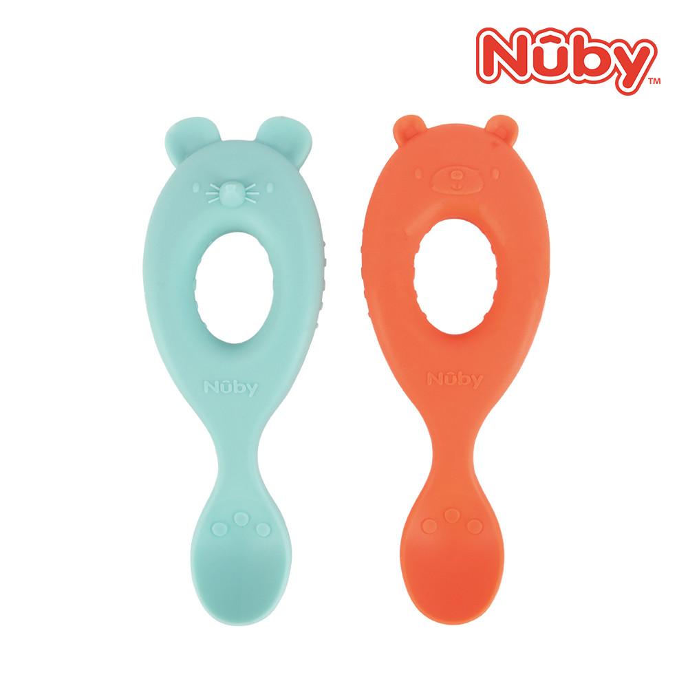 누비 실리콘 자기주도 착붙 이유식스푼 2개입 (6개월 이상)