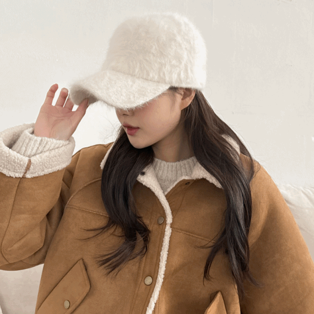 [소두핏/인기템] 벨크로 소프트 앙고라 토끼털 볼캡 털 모자 3color