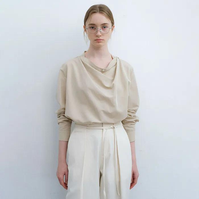 [9차 재입고] tie button blouse (beige)