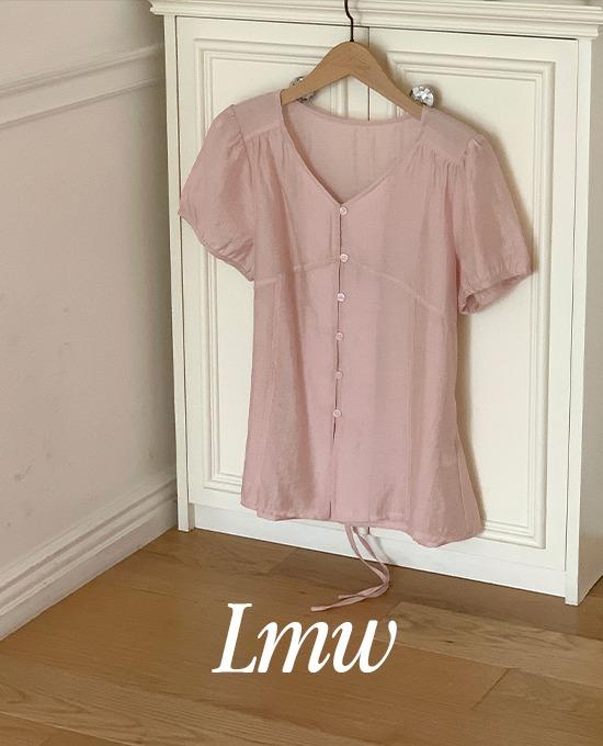 메리어라운드 [휴양지룩][여름하객룩][l.m.w] 라튤립 스트랩 반팔 블라우스 (bl)