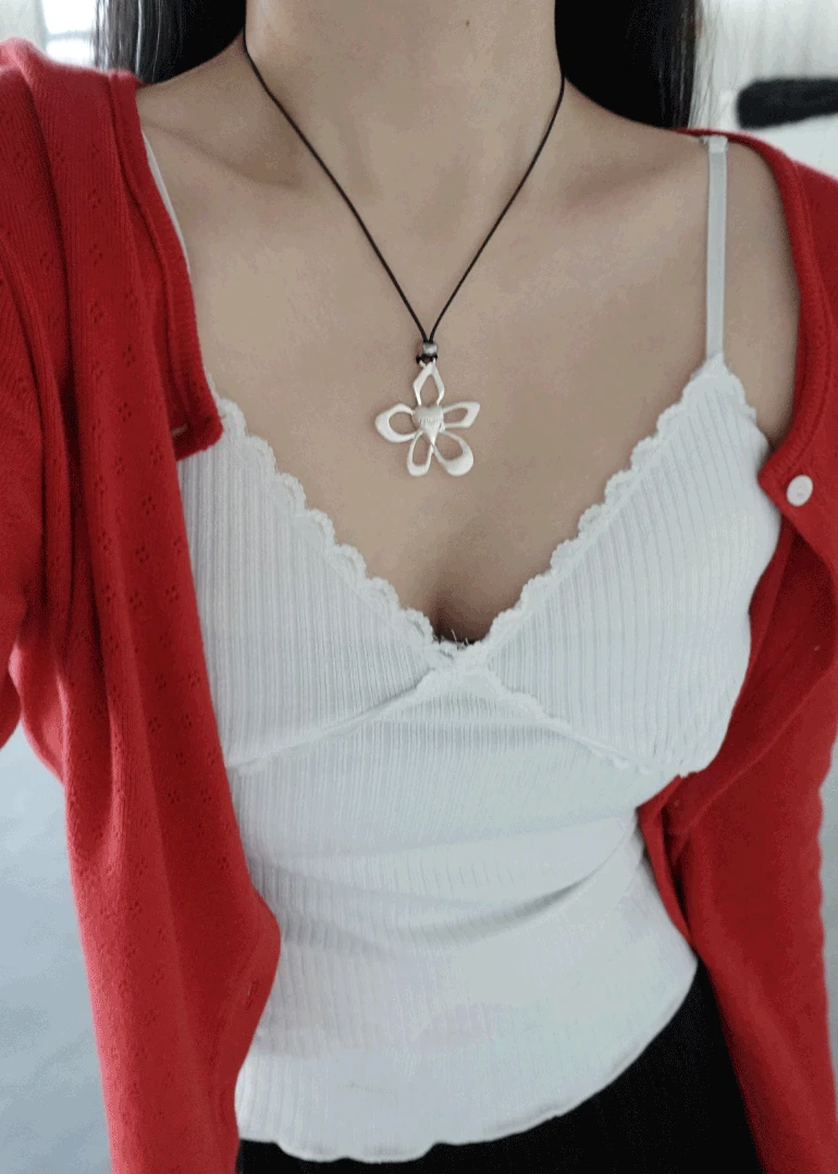 flower necklace | 플라워 꽃 스트랩 목걸이