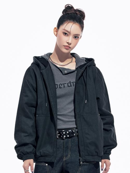빈티지 후드 자켓 블랙