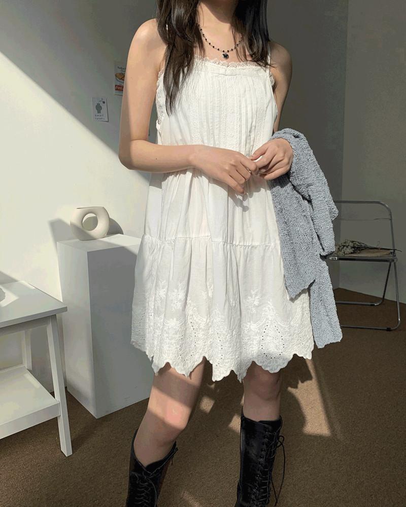 블루밍 레이스 끈 레이어드 나시 원피스