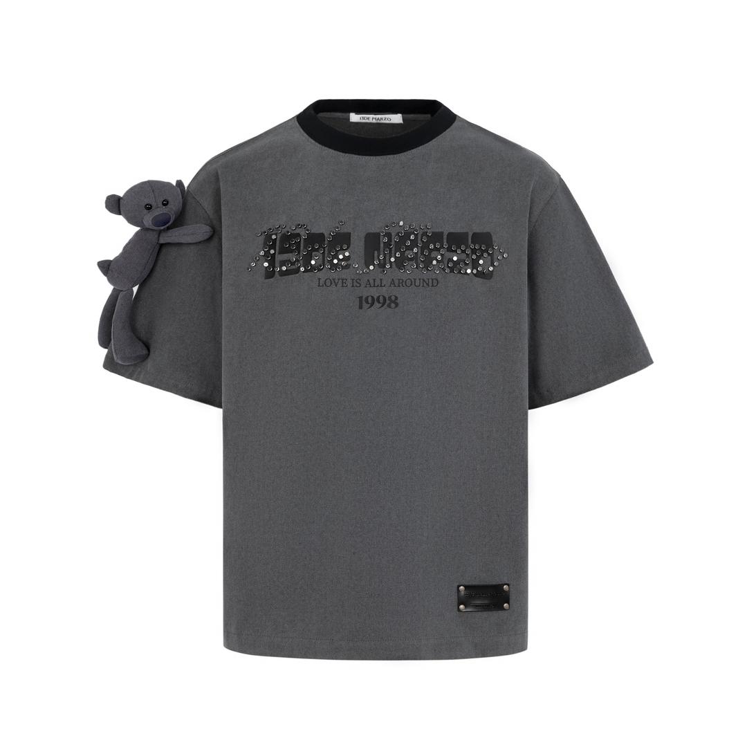 13DE MARZO Bear Denim Rivet T-shirt
