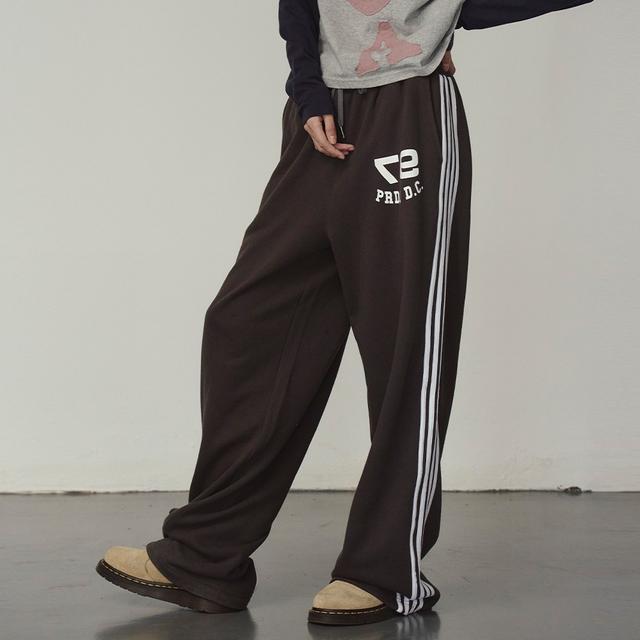 SIDE STRIPE WIDE PANTS CHARCOAL