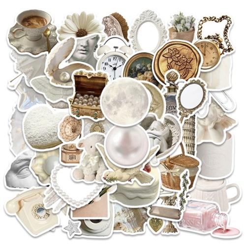 50p 화이트 소품 조각스티커