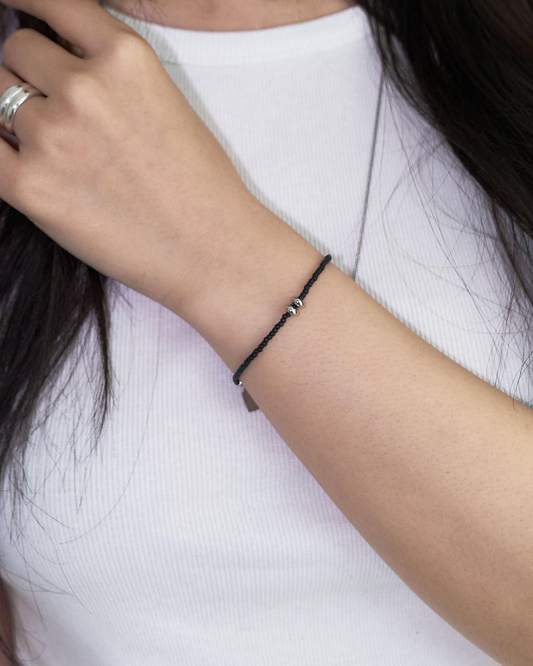SILVER DONUT BRACELET BLACK