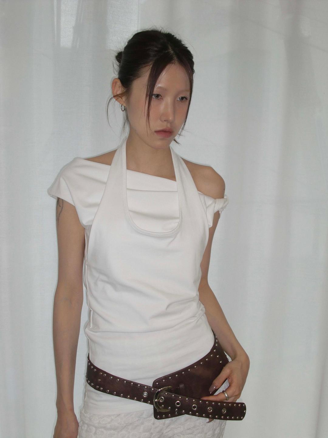 [7/28 출고 예정] DOUBLE LAYERED HALTER SLEEVELESS_WHITE