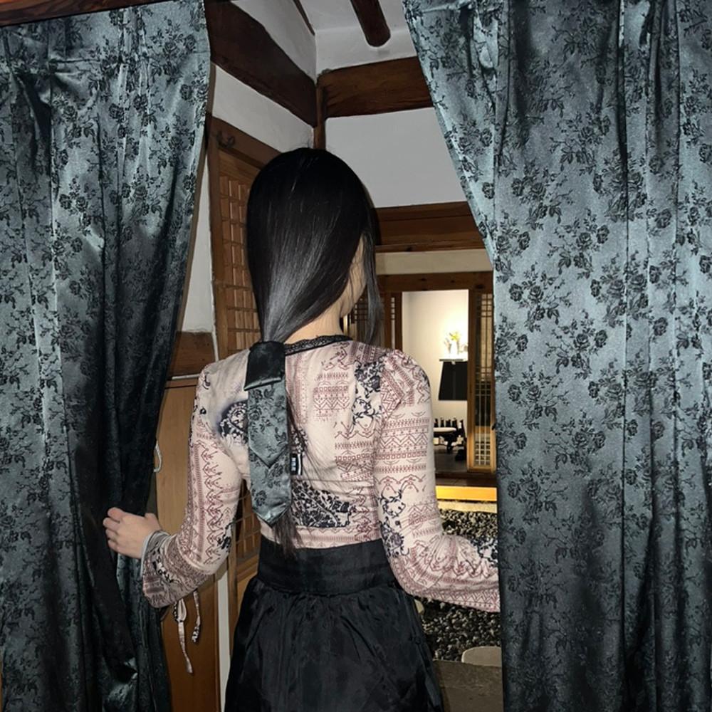 히데코 오리엔탈 나비주름 자카드 암막 커튼