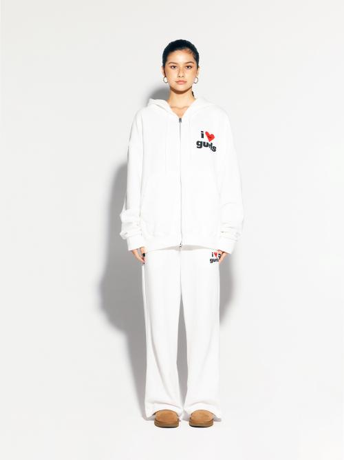 GURLS OVERSIZED HOOD ZIPUP WHITE