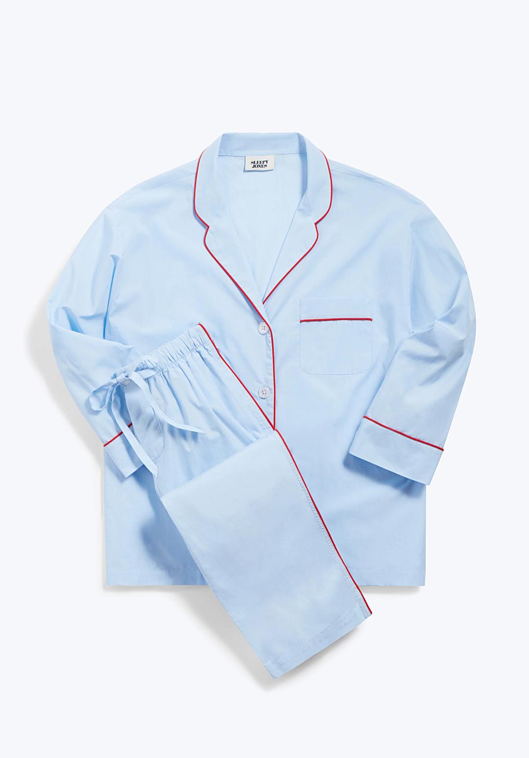 Marina Pajama Set in Blue End on End - Blue End on End / XXS