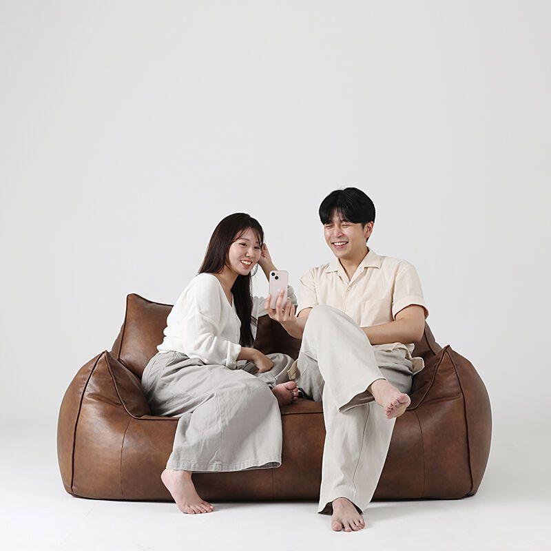 플래지어 톰 소프트 기능성 가죽 2인용 빈백 소파