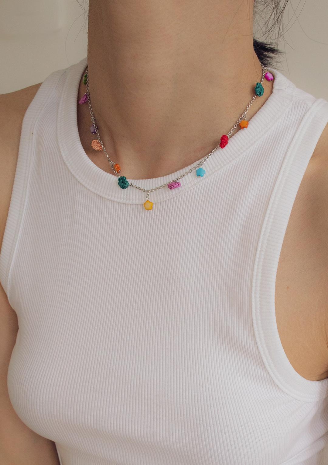 Summer rainbow necklace (silver)