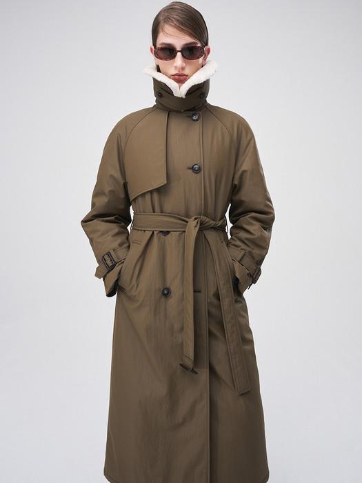 Trench Padding Coat, Olive Brown
