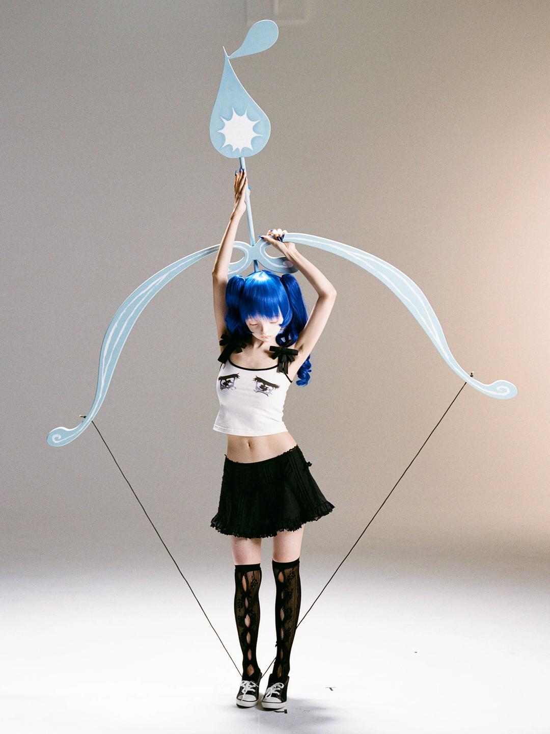 Nodress Black Bownot Black Lace Mid-Calf Socks