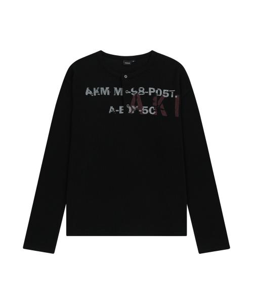 Waffle Henry Neck Long Sleeve (Black)
