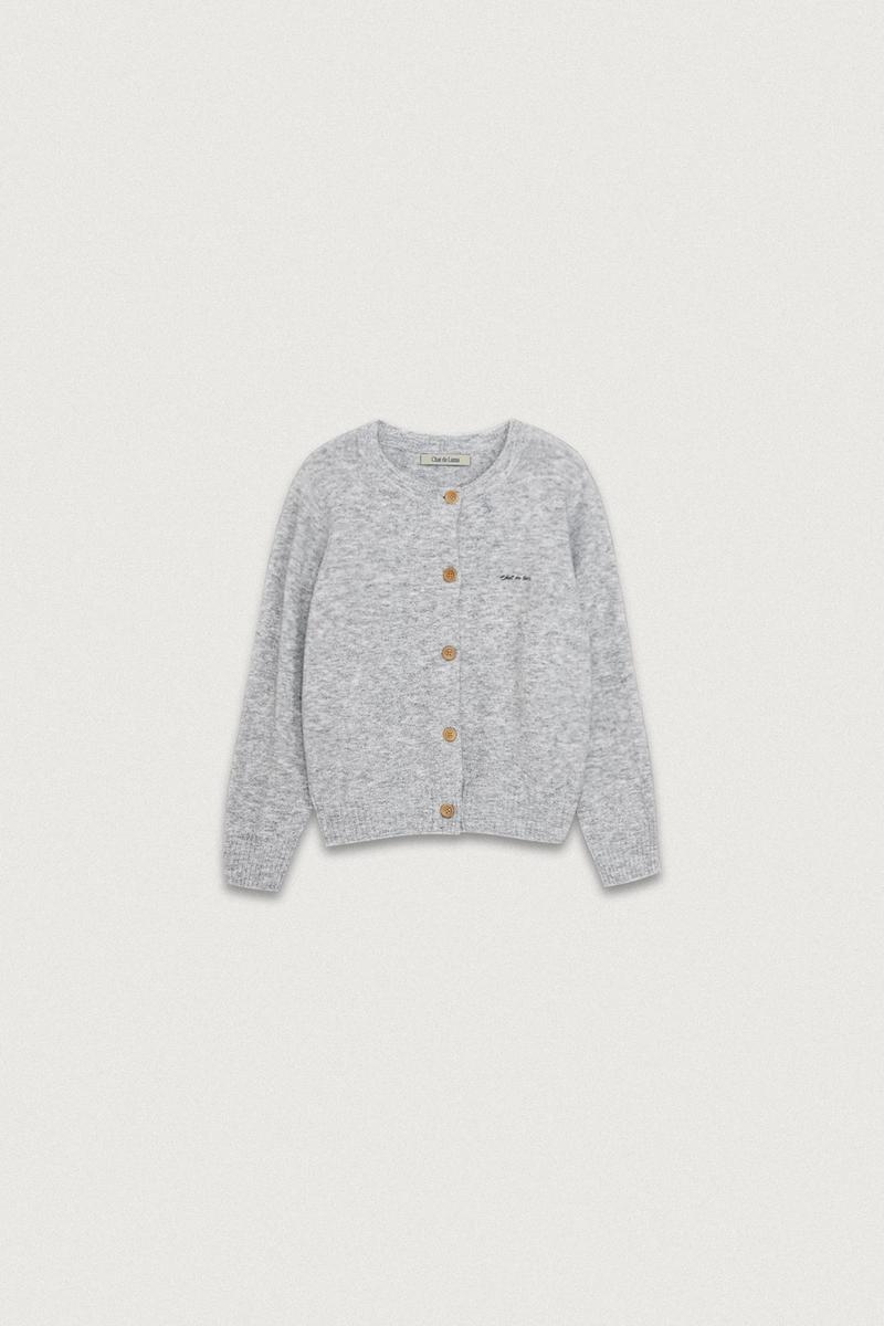 chat de lama - SOFT WOOL KNIT CARDIGAN [MELANGE GRAY]