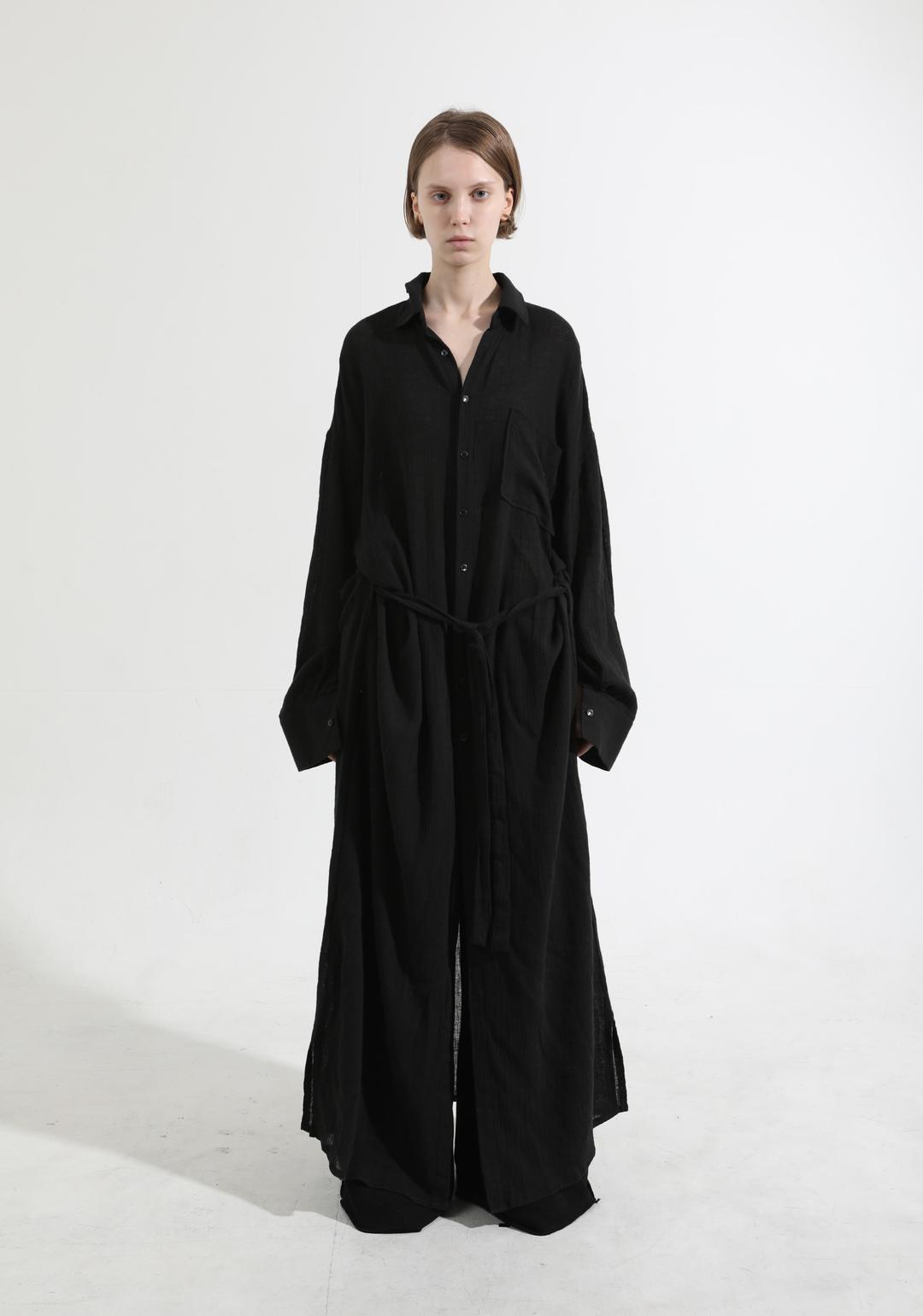 FW23 UNISEX AMU SIGNATURE OVERSIZED MAXI SHIRT #BLACK [자사몰 혜택 20%]