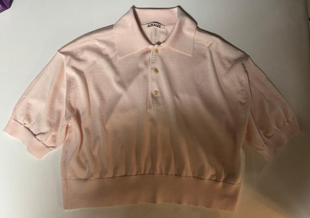 오라리 핑크 캐시미어 크롭 카라 니트 1 | 후루츠패밀리