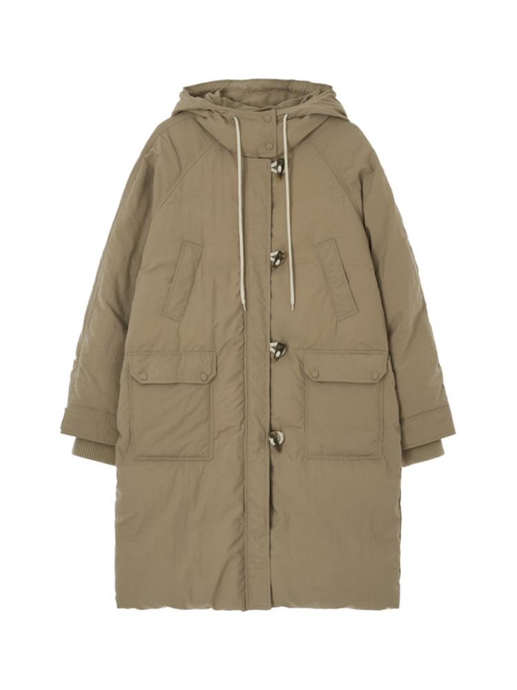 FishTail Duck Down Long Parka Field Coat - beige