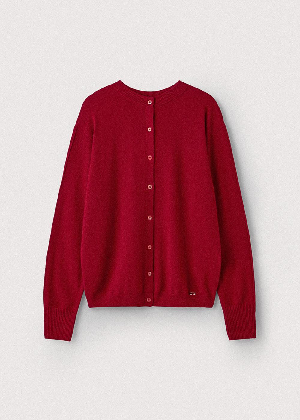 Wool cashmere two way cardigan_Red