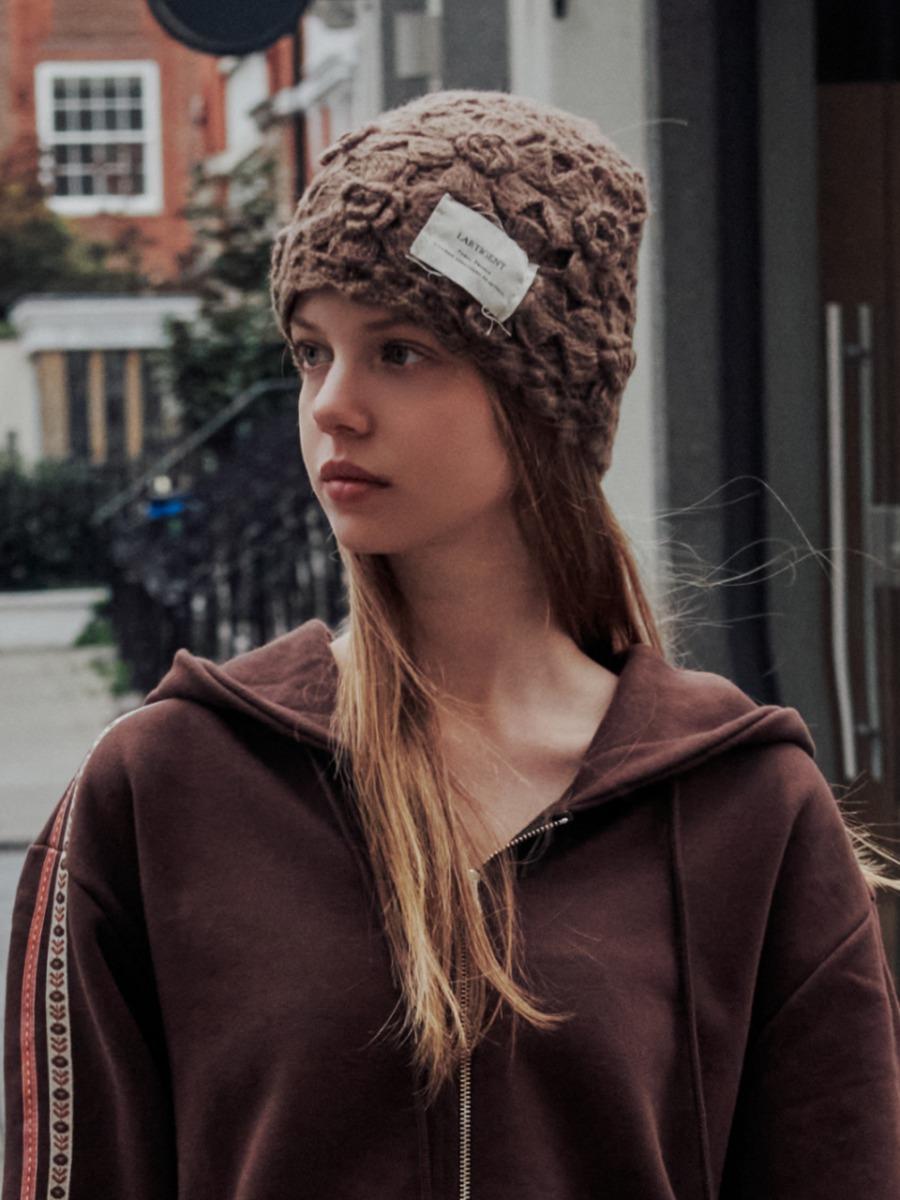 L20 FLOWER BEANIE(BROWN)