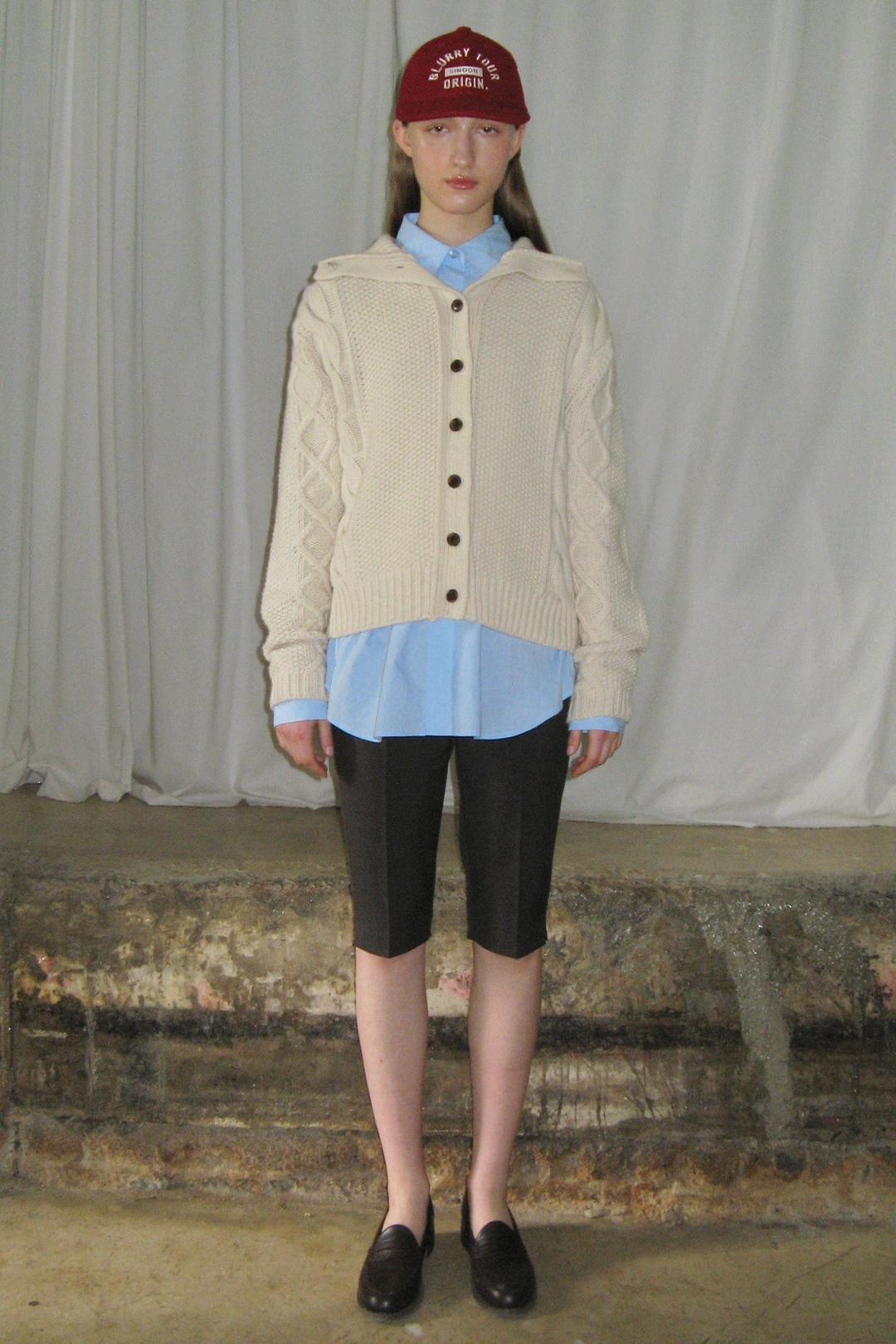 Cable Collar Cardigan (Ivory)