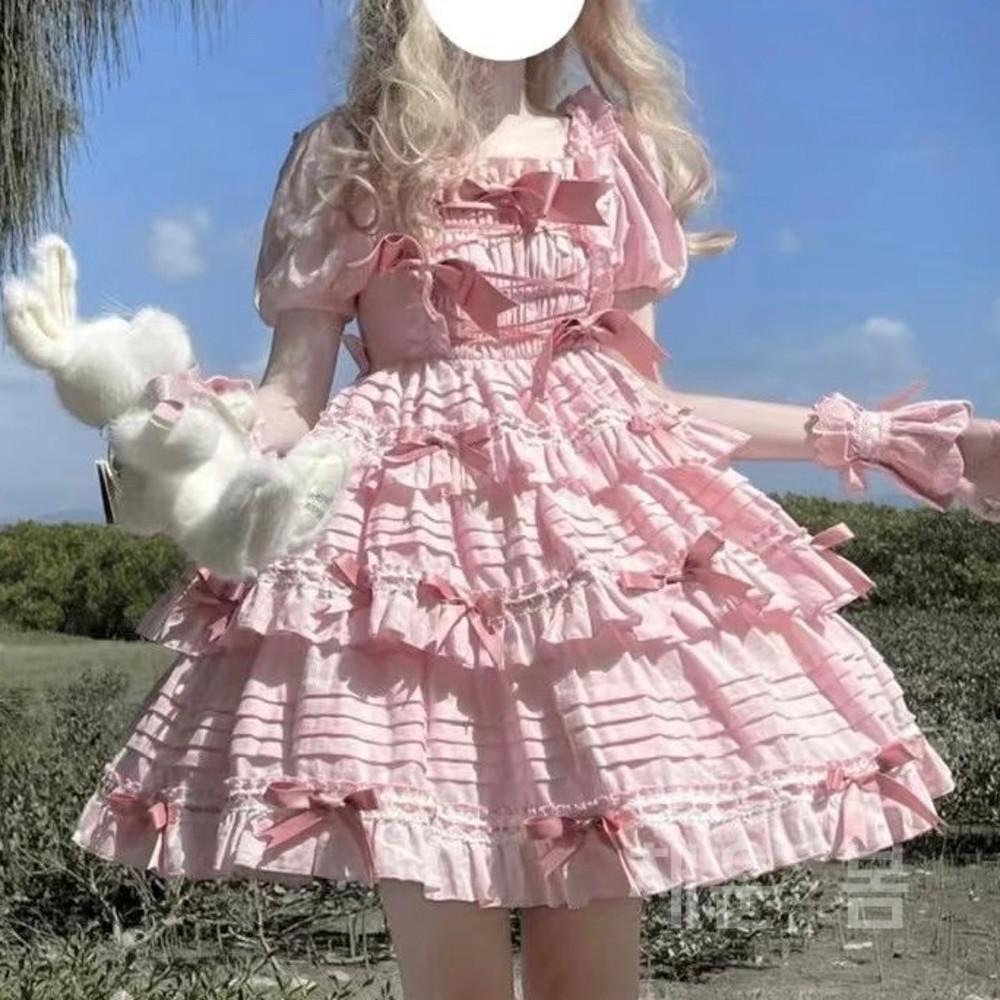 로리타 드레스 리본 범벅 지뢰계 양산형 옷