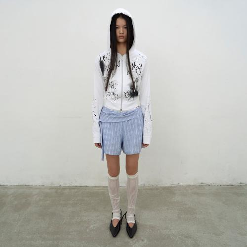 PRINTED HOODIE ZIP-UP (WHITE)
