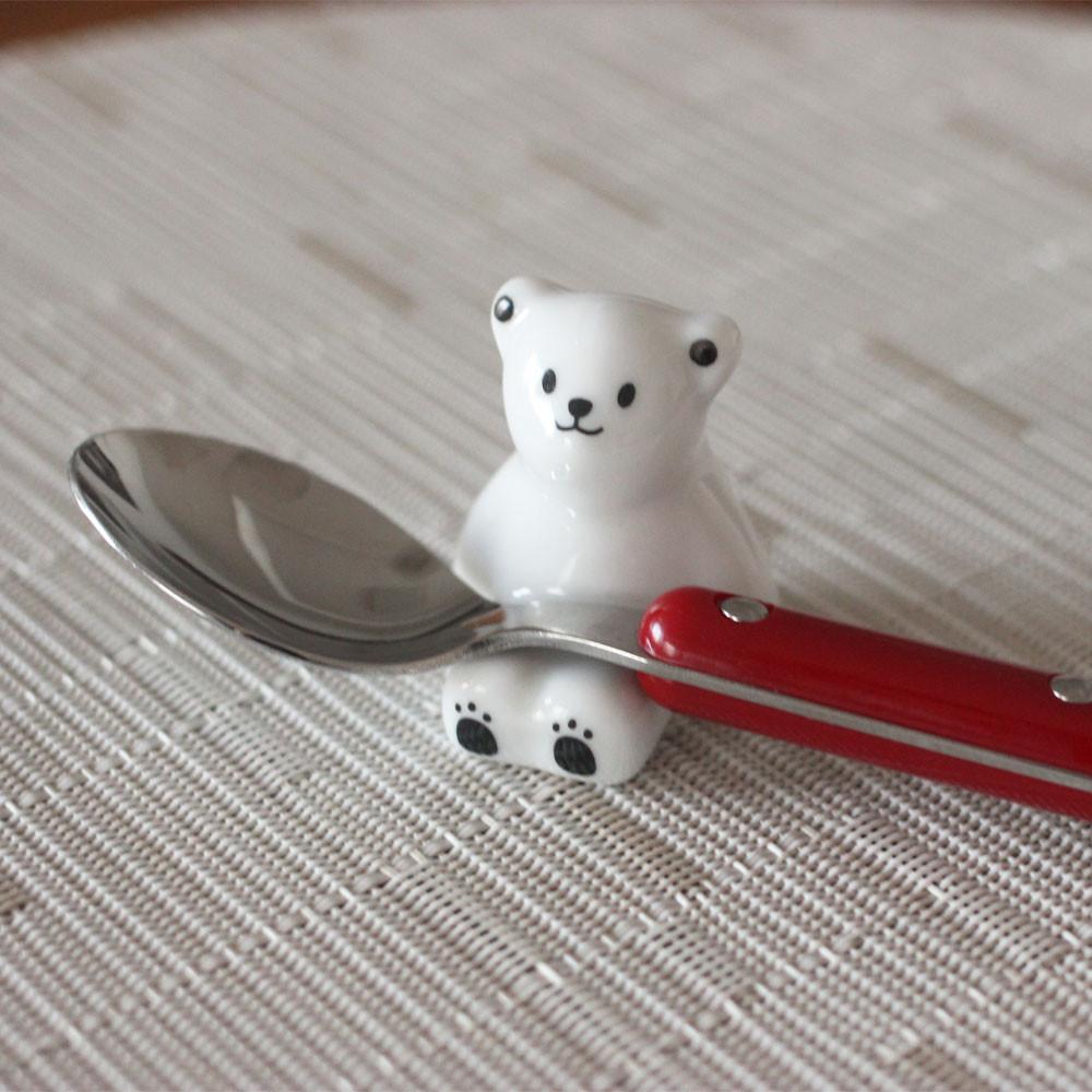 귀여운 흰곰돌이 도자기 수저받침 스푼레스트 캐릭터 젓가락받침대