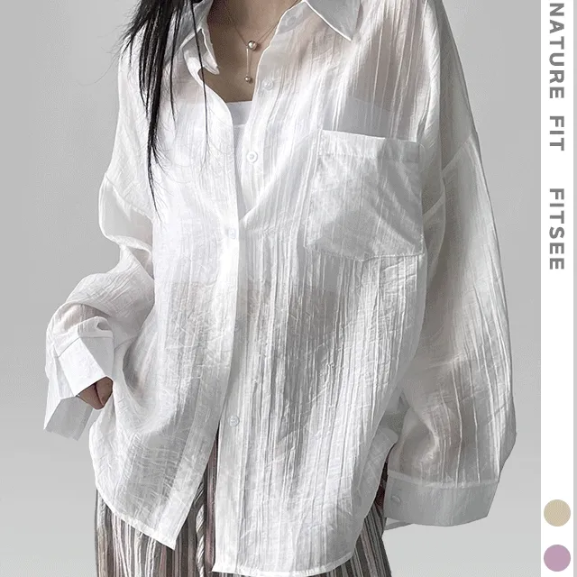 [은은 시스루] 샤인머스켓 아방 여리 핏 시스루 셔츠 긴팔티