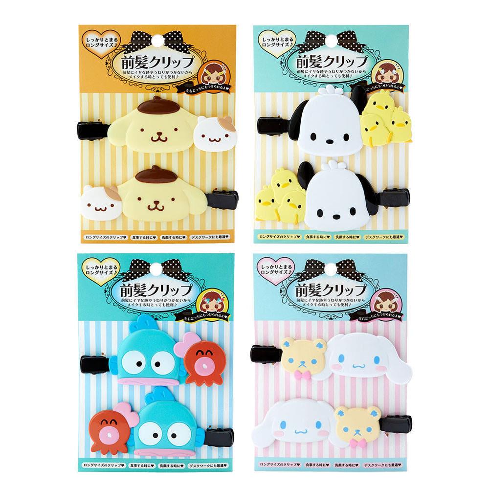 산리오 롱 앞머리핀 2P 머리집게핀 포차코 한교동 시나모롤 폼폼푸린 헤어핀