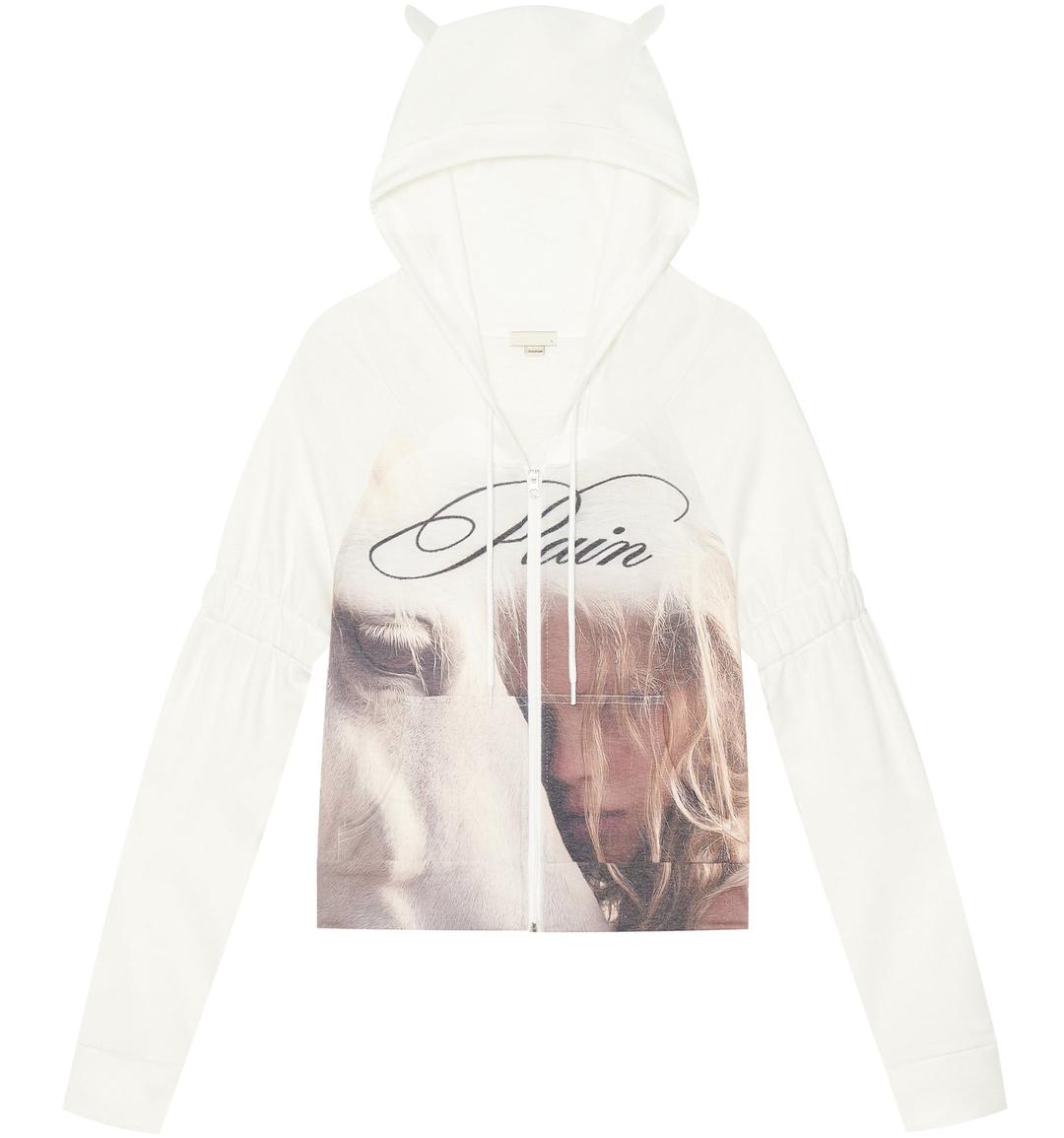 Ear zip hoodie (White)