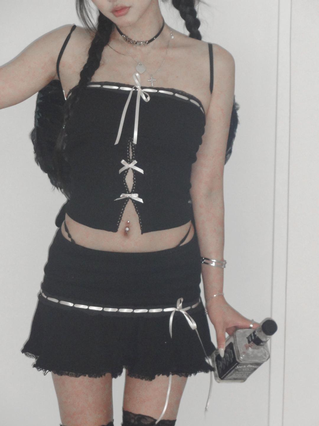 Angelic puching ribbon set -Black