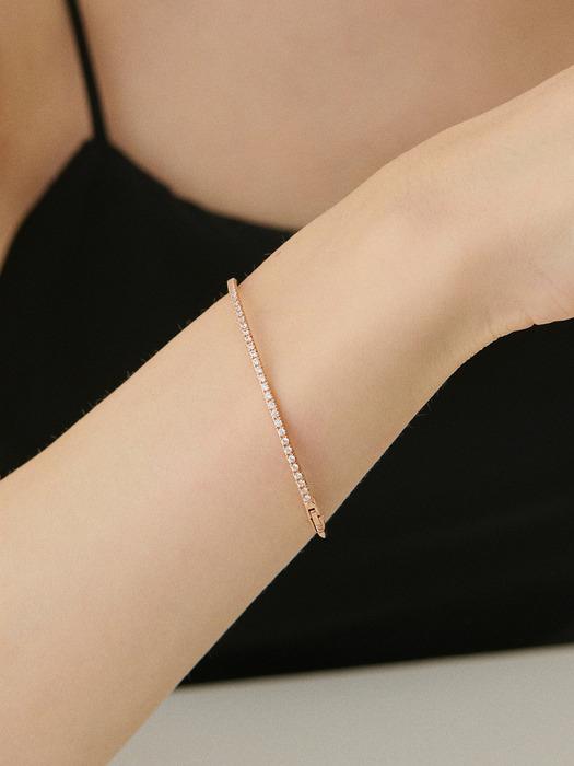 14k 테니스 큐빅 민자 양면 뱅글 팔찌 (2.1mm)