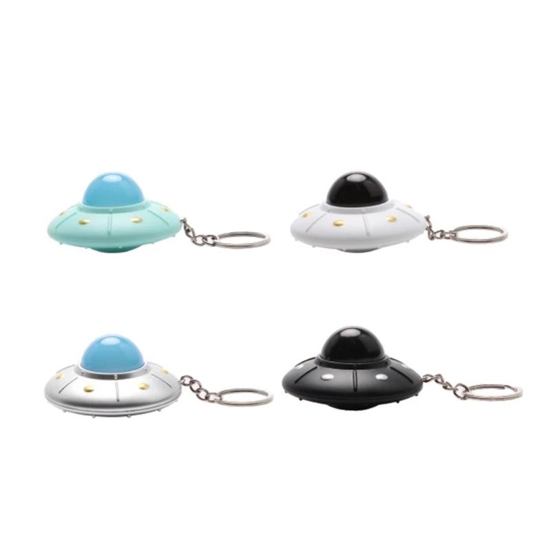 LED 조명과 귀여운 UFO 열쇠 고리 장식 미니 우주선 모델 열쇠 고리 펜던트