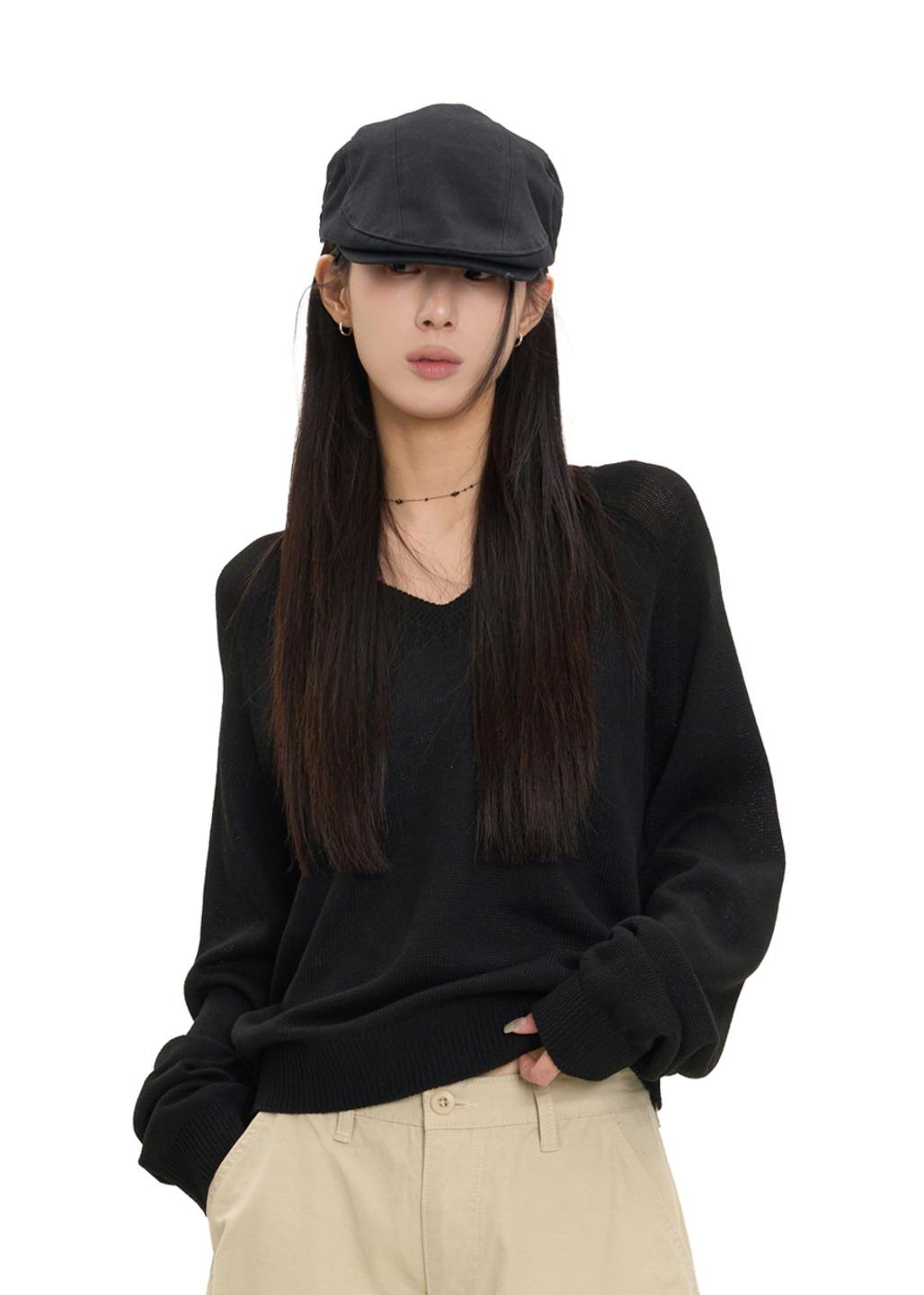릿킴 LINEN V NECK KNIT