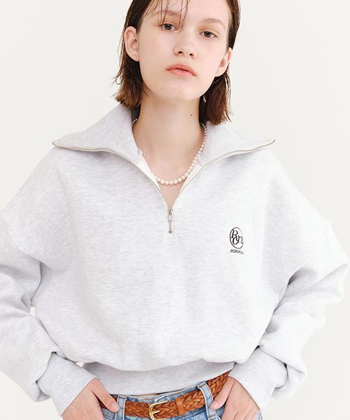 HALF ZIP-UP SWEATSHIRT WHITE MELANGE