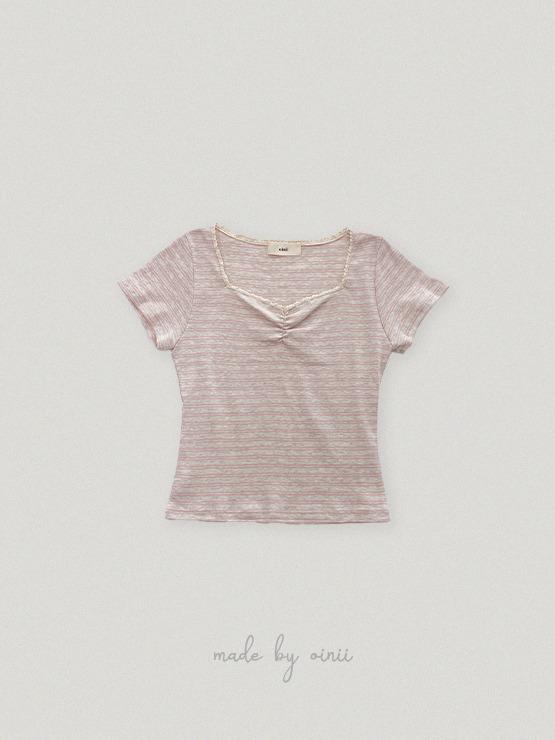 오이니 [o,rosy] stripe lace top - 2color