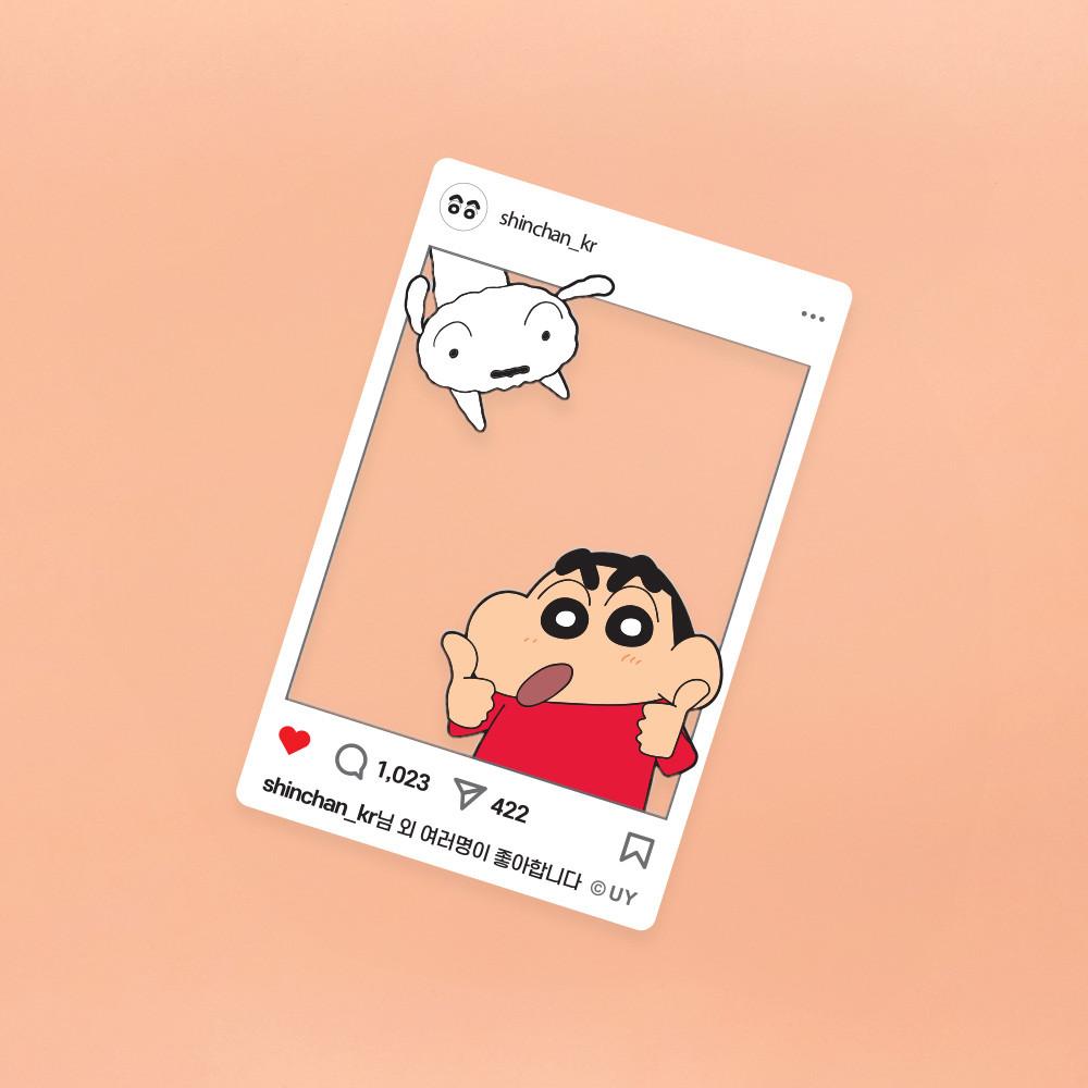 [짱구는못말려] 짱구와 흰둥이투명 포토카드