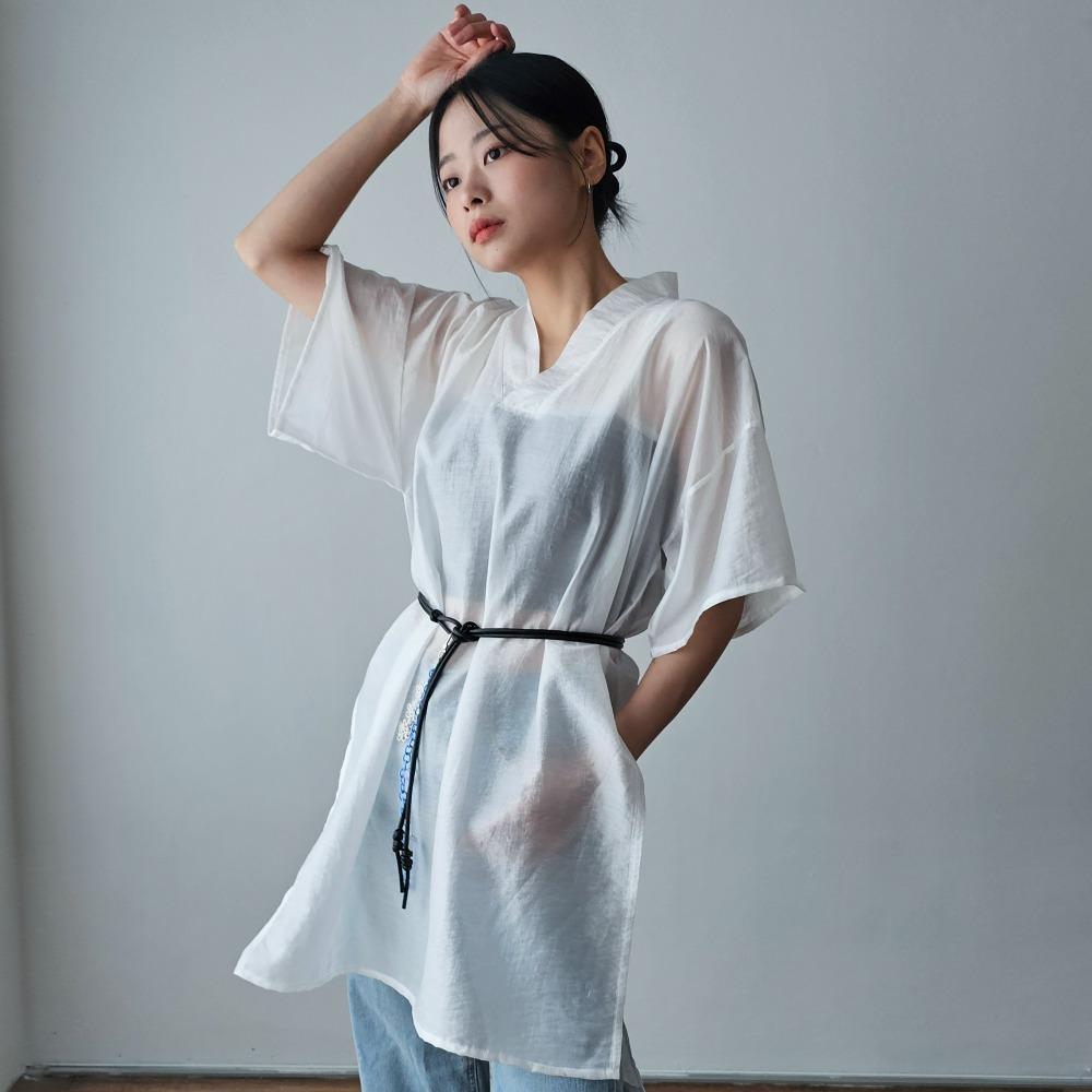 생활한복 너른소소 깃블라우스 저고리 화이트 블랙