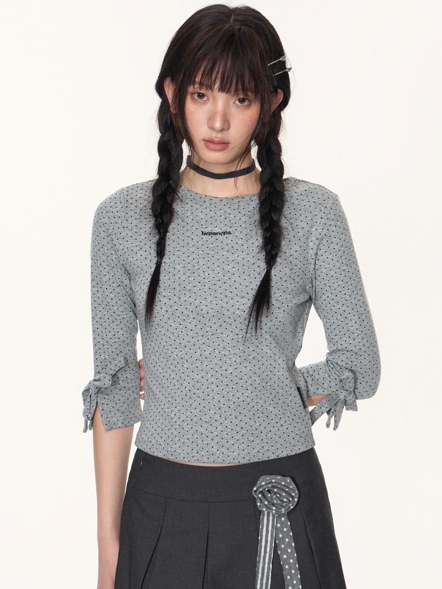 TAKEANAP Polka Dot Mid-Sleeve Top (2color)